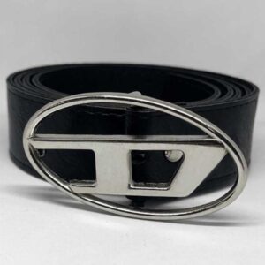 Cinto Ecocuero Negro Hebilla Ovalada Tipo Diesel Plata