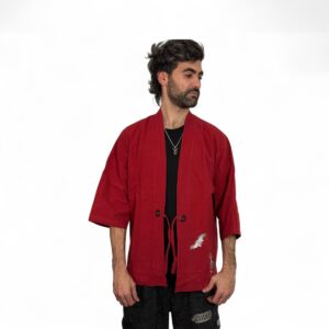 Yukata Kimono Sakuri-Tori de Lino Rojo