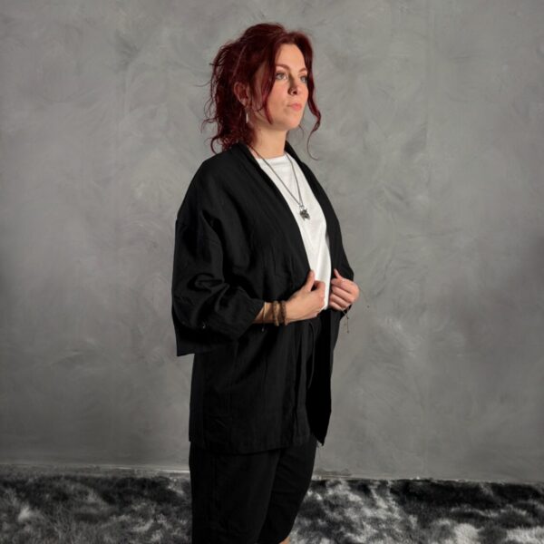 Haori Lino Liso Negro - Imagen 3