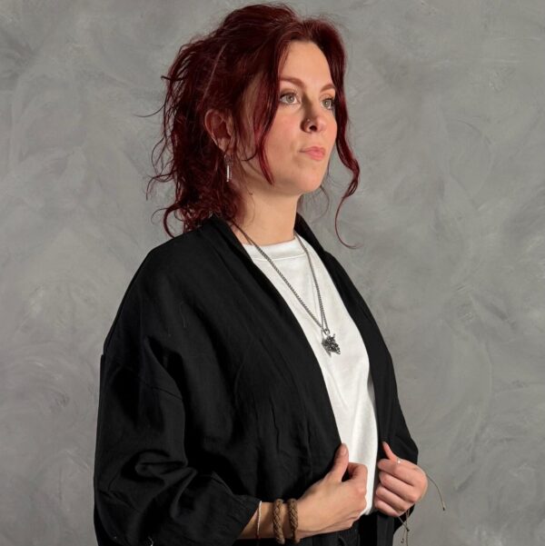 Haori Lino Liso Negro - Imagen 3