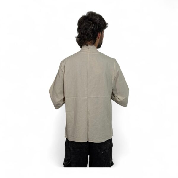 Yukata Kimono Shiro Ma Muji de Lino Liso Beige - Imagen 2