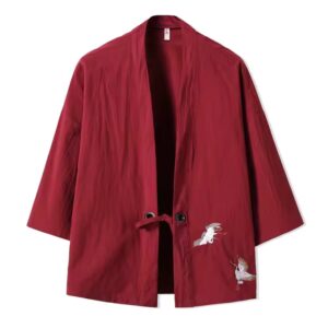 Yukata Kimono Sakuri-Tori de Lino Rojo
