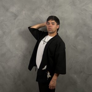 Haori Botan-Tori de Lino Negro