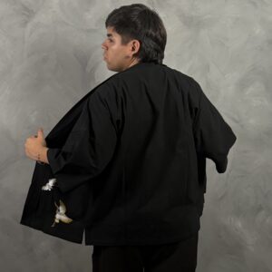 Haori Botan-Tori de Lino Negro