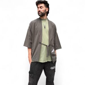 Yukata Kimono Umi- No - Tori de Lino Verde
