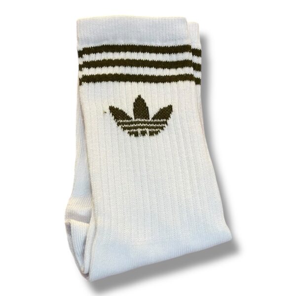 Medias Blancas con rayas verde musgo ADIDAS