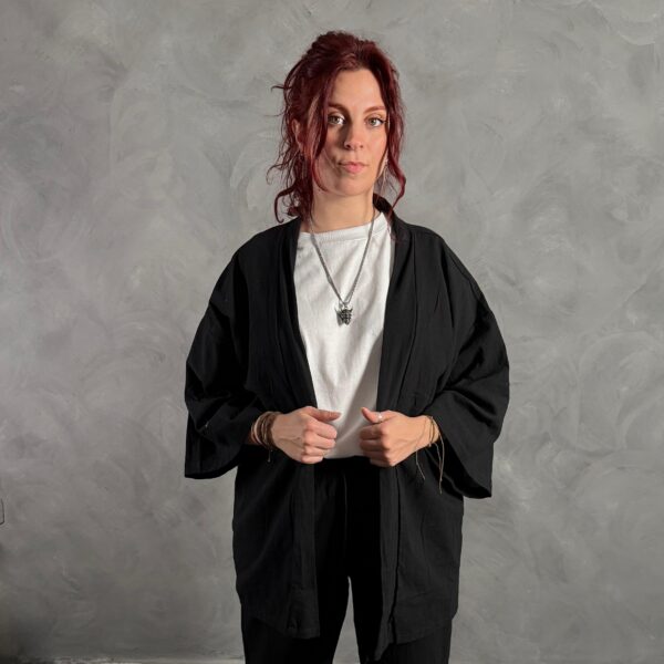 Haori Lino Liso Negro - Imagen 4