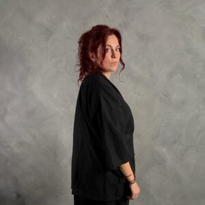 Haori Lino Liso Negro
