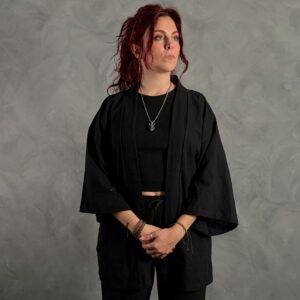 Haori Lino Liso Negro