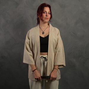 Haori Lino Liso Beige