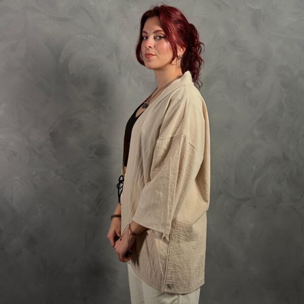 Haori Lino Liso Beige - Imagen 3
