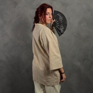 Haori Lino Liso Beige