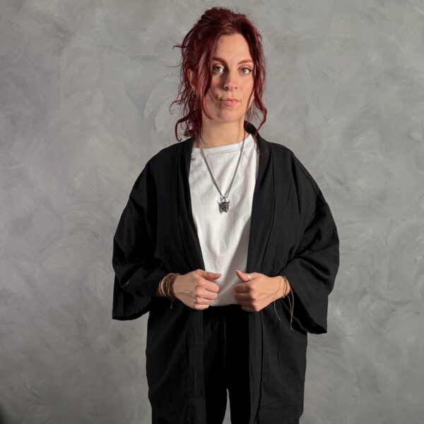 Haori Lino Liso Negro - Imagen 2