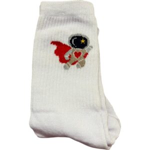 Medias Blancas Astronauta corazón Rojo