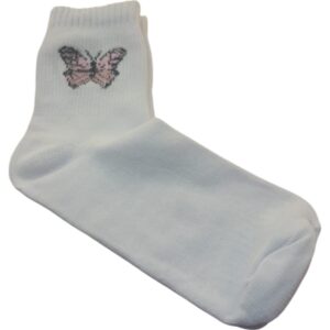 Medias Blancas con Mariposa Rosa