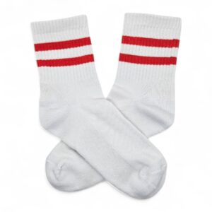 Medias Blancas Premium doble raya Roja