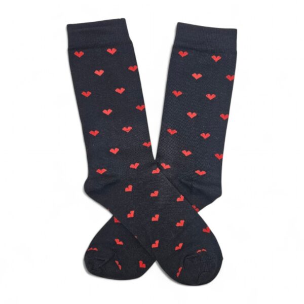 Medias Corazones Rojos base Negra