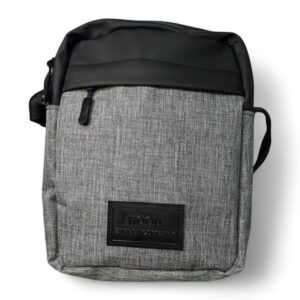 ShoulderBag Ecocuero Negro con Gris