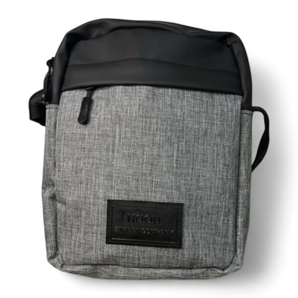 ShoulderBag Ecocuero Negro con Gris