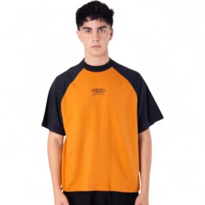 Remera Raglan Naranja con Negro