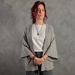 Haori Lino Liso Gris