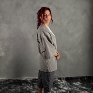 Haori Lino Liso Gris