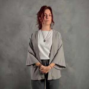 Haori Lino Liso Gris