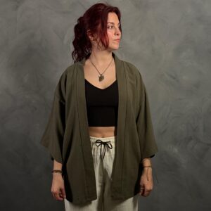 Haori Lino Liso Verde