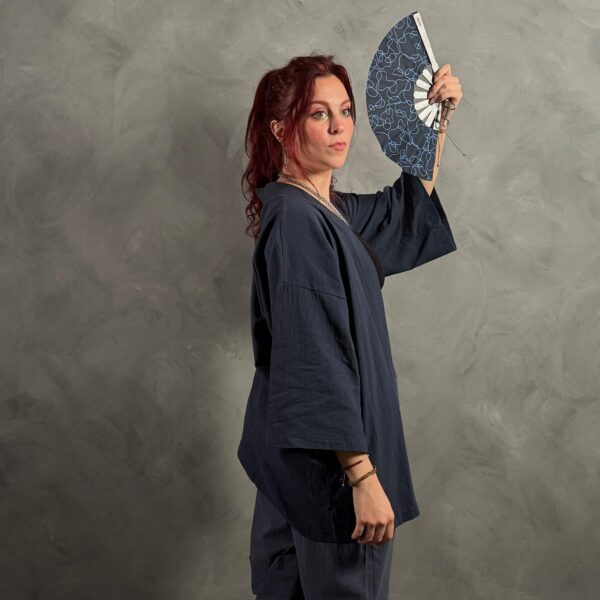 Haori Lino Liso Azul - Imagen 2