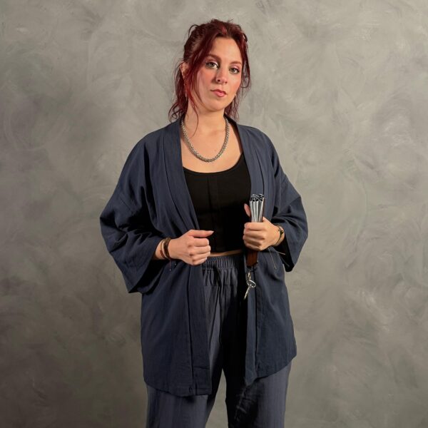 Haori Lino Liso Azul - Imagen 5
