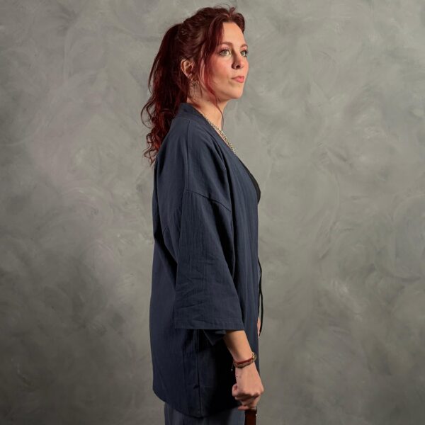 Haori Lino Liso Azul - Imagen 4
