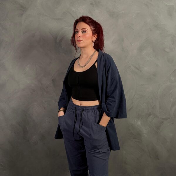 Haori Lino Liso Azul - Imagen 3
