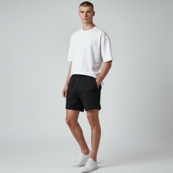 Bermuda oversize negro blanks - Imagen 3
