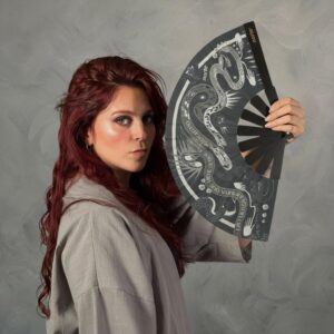 Abanico Cosmic Serpent Silver