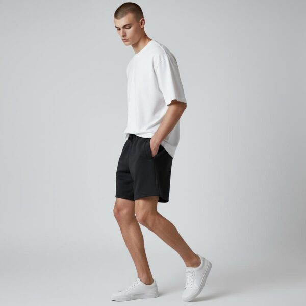 Bermuda oversize negro blanks - Imagen 4