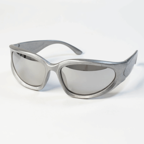 Gafas "Cyclone Edge" Silver Matte estilo Y2K