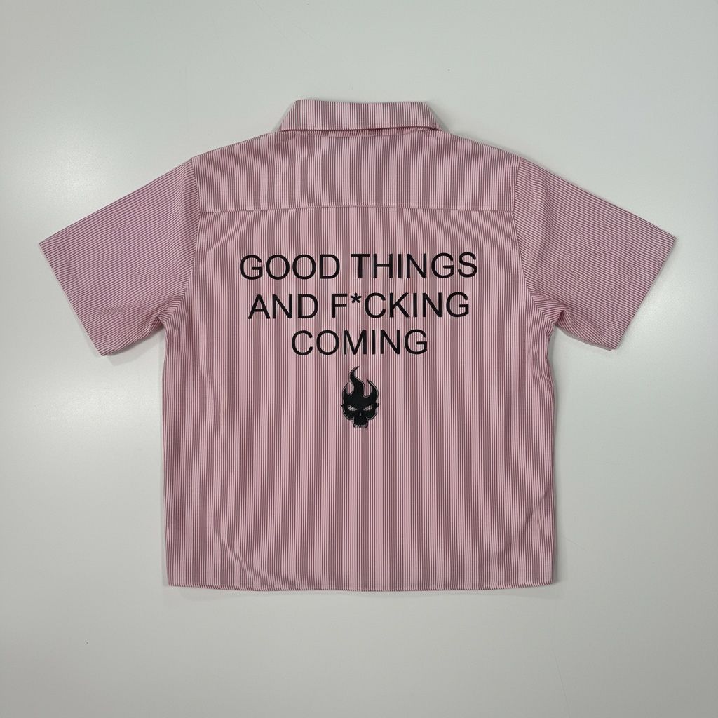 Camisa de Seersucker boxy fit "Good Fkin Things" - Imagen 2
