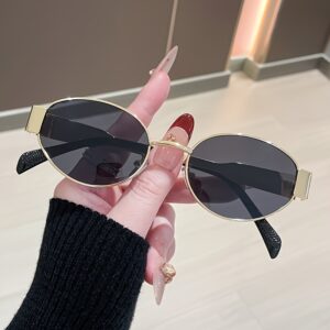 Gafas Oval Metalizadas Retro Gold Black