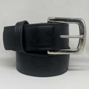 Cinto Ecocuero Negro Hebilla Clásica Rectangular Plata