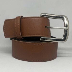 Cinto Ecocuero Marrón Hebilla Clásica Rectangular Plata