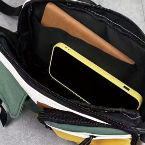 Bandolera multibolsillos verde & mostaza