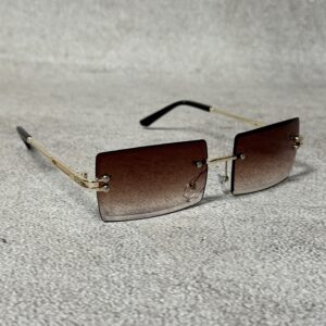 Lentes Rimless Rectangulares - Dorado / Degradé Marrón