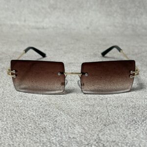 Lentes Rimless Rectangulares - Dorado / Degradé Marrón