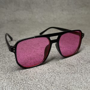 Gafas Aviador Cuadradas Negro - Lente Rosa