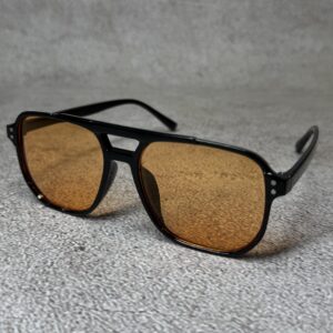 Gafas Aviador Cuadradas Negro - Lente Ámbar