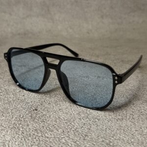 Gafas Aviador Cuadradas Negro - Lente Azul
