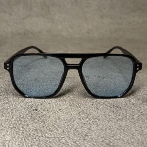 Gafas Aviador Cuadradas Negro - Lente Azul
