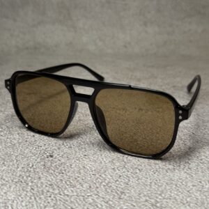 Gafas Aviador Cuadradas Negro - Lente Marrón