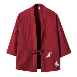 Haori Sakura-Tori de lino Rojo