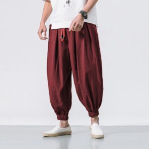 Pantalon de Lino oriental Rojo